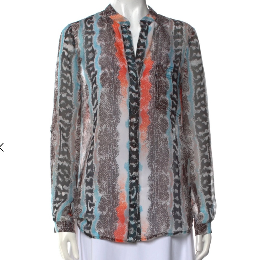 Silk Animal Print Button-Up Top